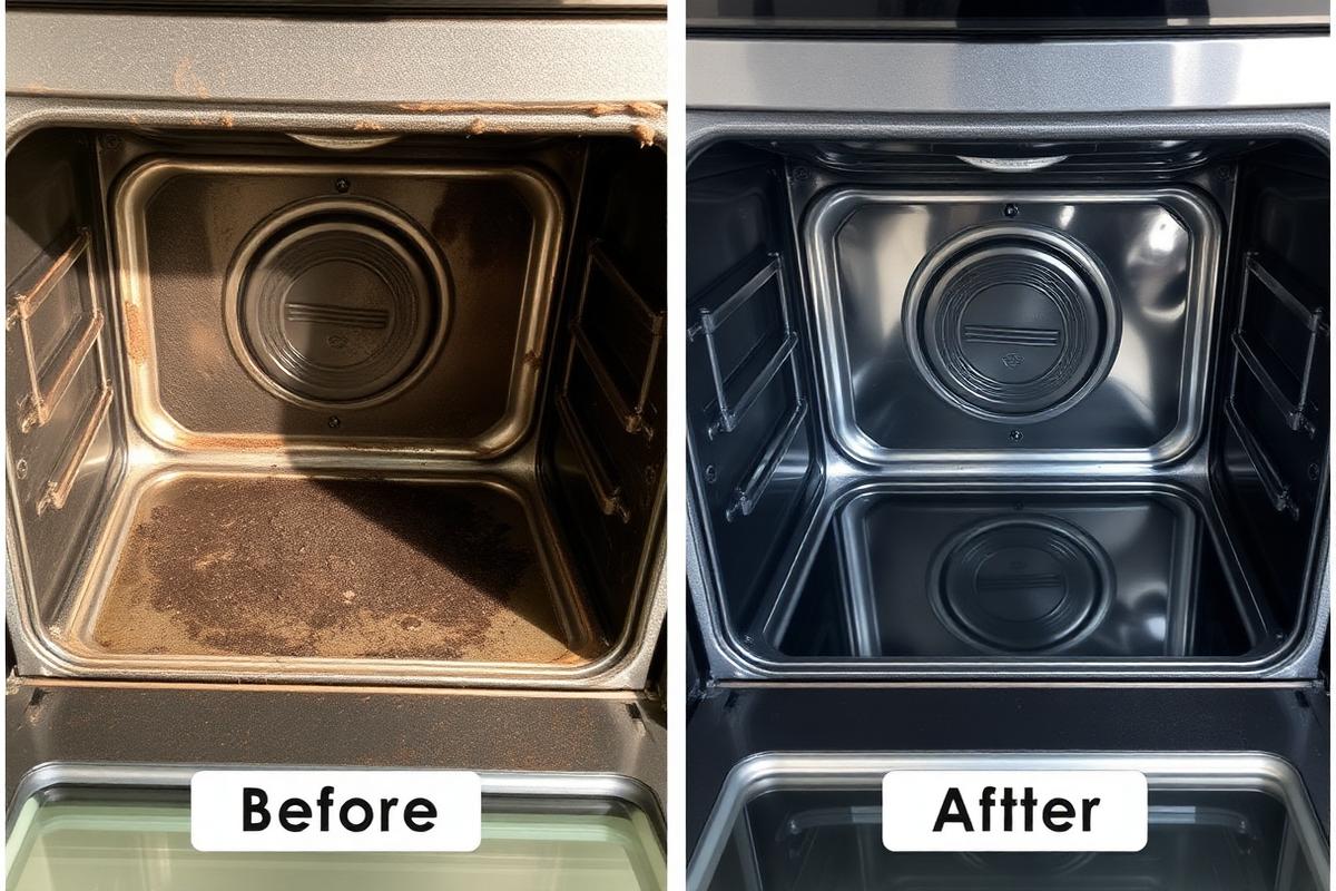 Before and after professional oven cleaning by Cherry Oven Clean